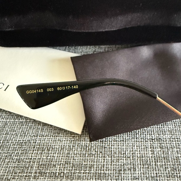 NEW Gucci Women's Gold Frame Sunglasses GG Monogram Lenses GG0414S - Picture 8 of 9